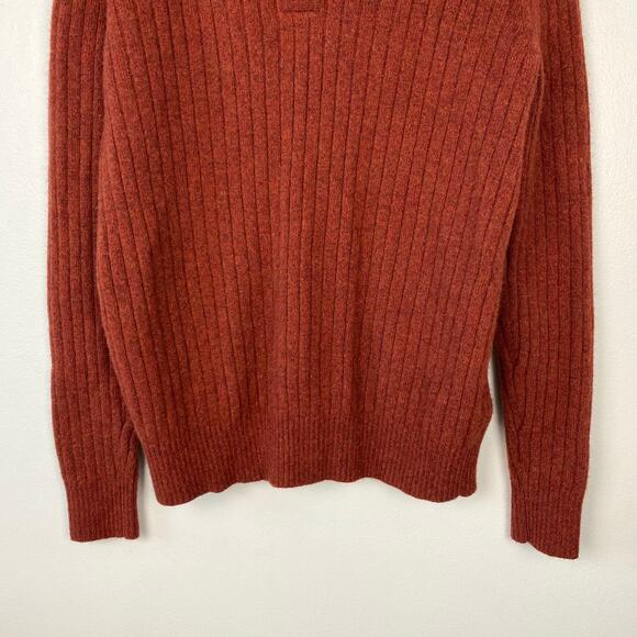 Banana Republic Wool Blend Henley Sweater Gifting Wide Ribbed Red Size Large - Picture 8 of 11